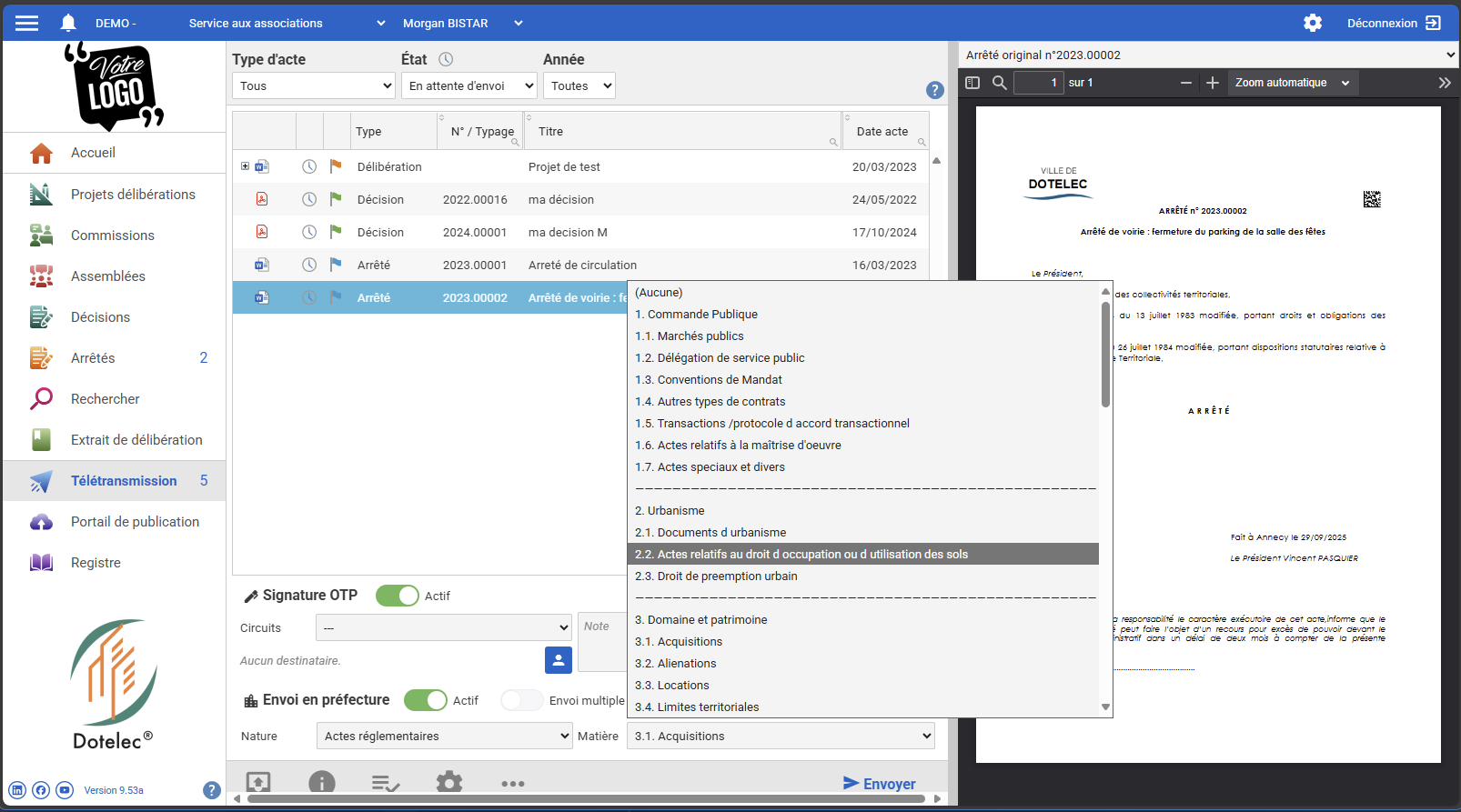 ACTES - Télétransmission